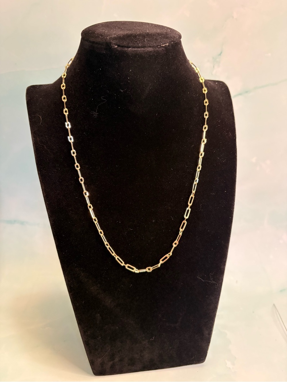 14K Gold Filled Paper Clip Chain Necklace - Gold - Tone 18”